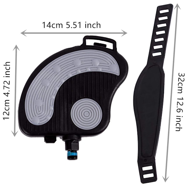 Skridsikre cykelpedaler med tåclips & stropper, holdbar aluminiumskonstruktion, smidig køreoplevelse til motionscykel, spinningcykel, mountainbike