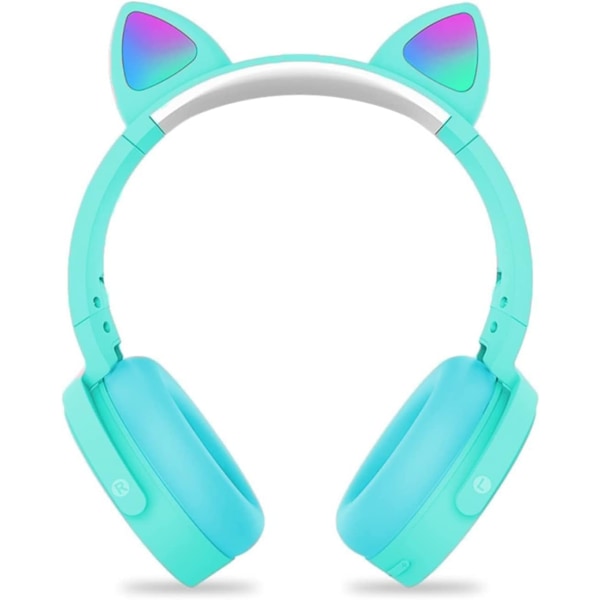 Bluetooth-hörlurar för barn, hörlurar för kattöron, Bluetooth-hörlurar för flickor, katthörlurar med mikrofon för skola/surfplatta/dator-