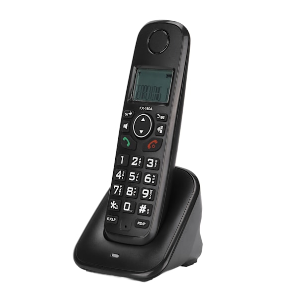 KX‑160A Sladdlös Telefon Handset Sladdlös Telefon med Nummerpresentation Samtalsväntan för Hem och Kontorsbruk EU-kontakt 100‑240V Svart EU-kontakt