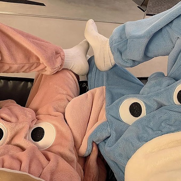 Hauskat norsuhousut, söpöt kolmiulotteiset pyjamahousut pariskunnille, parilahjat naisille ja miehille Sininen Blue M