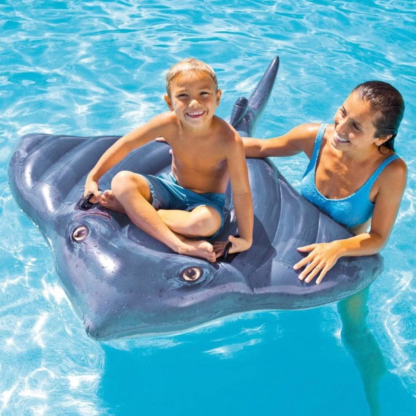 Stingrocka-flytleksak för pool och strand, uppblåsbar vattenleksak för flytande vattenrutschbana