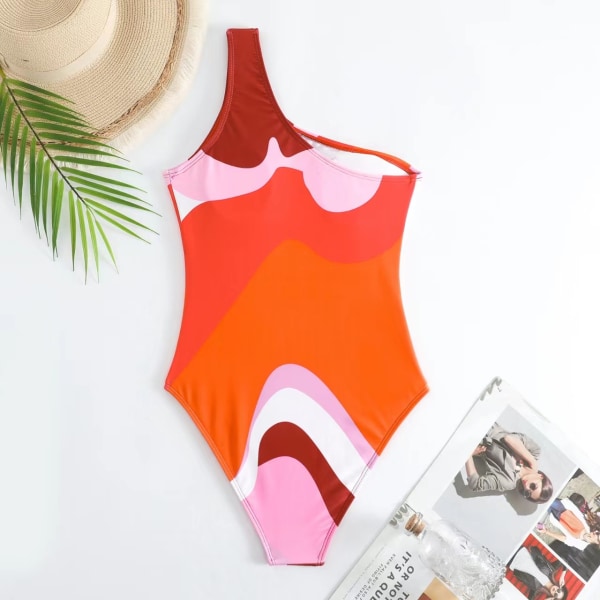 2024 Uusi väriä vastaava eurooppalainen ja amerikkalainen Amazon seksikäs uimapuku yhdessä osassa, tiukka konservatiivinen uimapuku, sifonkikangas hame naisille Red suit XL