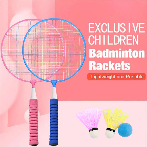 Badmintonracketset Bärbara badmintonracketar med 2 fjäderbollar och bärväska för barn