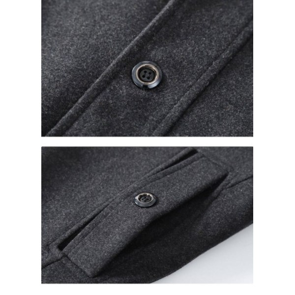 HERR Ullrock Höst och Vinter Dubbel Krage Ullrock Krage Tjock Ullrock Lång Jacka grey grey l
