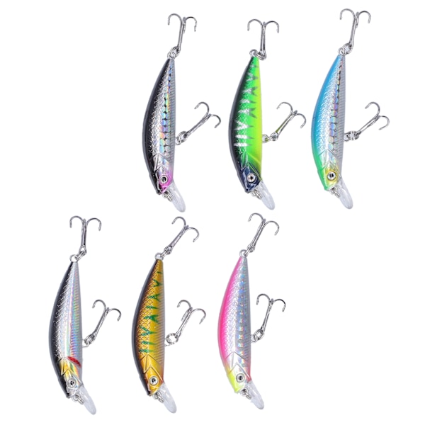 6 stk. Fiskeri Lokkeduer Hård Agnsfisk Crank Bait med Dobbelt Krog Bas Crankbait Wobblers