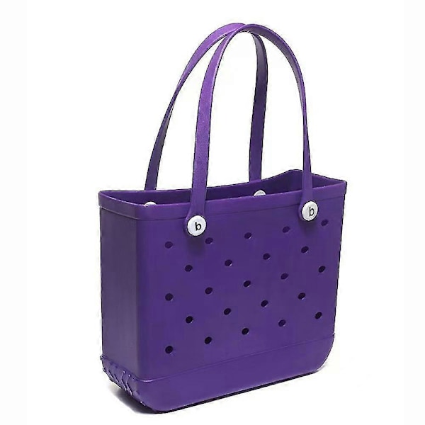 Gummi EVA-taske Bogg-stil Hul Vandtæt Holdbar Overstørrelse Silikone Strandtaske ny [HK] Purple
