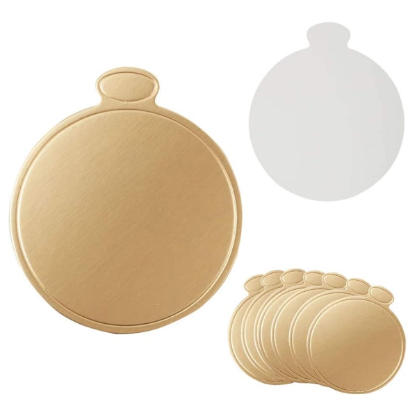 Mini-kakkupohjat pahvista, 100 kpl Golden Mousse -kakkualustoja, kakkupaperilautasia, jälkiruoka-alusta häihin ja syntymäpäiville