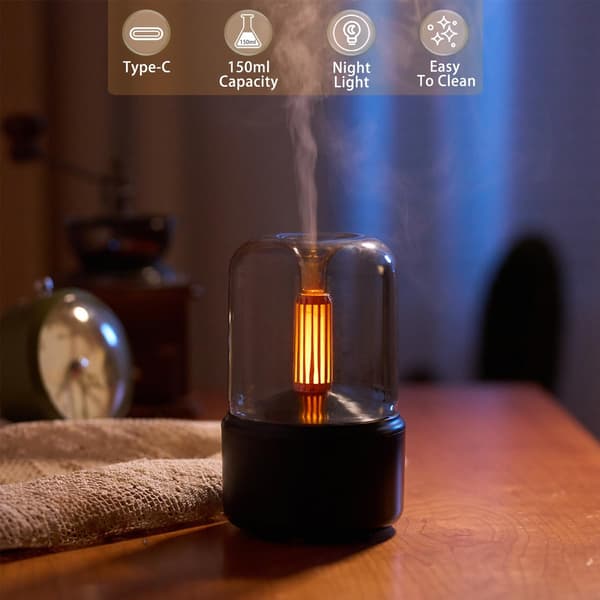 Eterisk oljediffuser 150 ml Aromaterapidiffuser med automatisk avstenging Duftdiffusere for eteriske oljer Kjølig tåkeluftfukter med varm