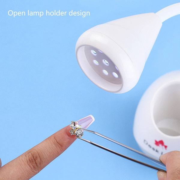 LED UV-nagellampa, Mini Hands Free Light Rotatable Nagel torktumlare Snabbtorkande Nagellack Härdande Lampa Svanhals Flash Härdande Ljus White 0.24