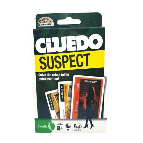 Uno Cluedo Suspect, klassiskt färg- och nummermatchande kortspel, anpassningsbar och raderbar vild, speciella actionkort ingår, present till barn 7+