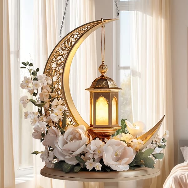 2D Flat Arabisk Festival Stjernelampe Blomst Solfanger Akryl Hengende Vindusdekorasjon Ramadan Eid Gave