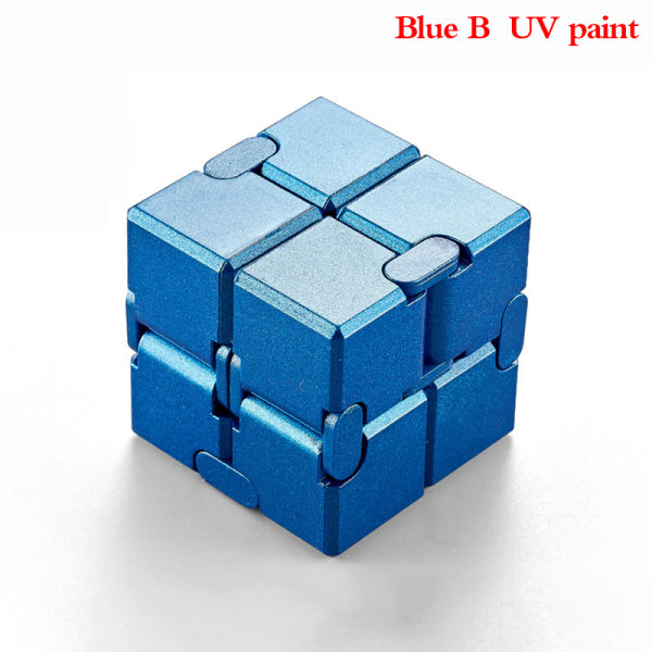 Dekompressionslegetøj Premium Metal Infinity Cube Portable Sort Blue B