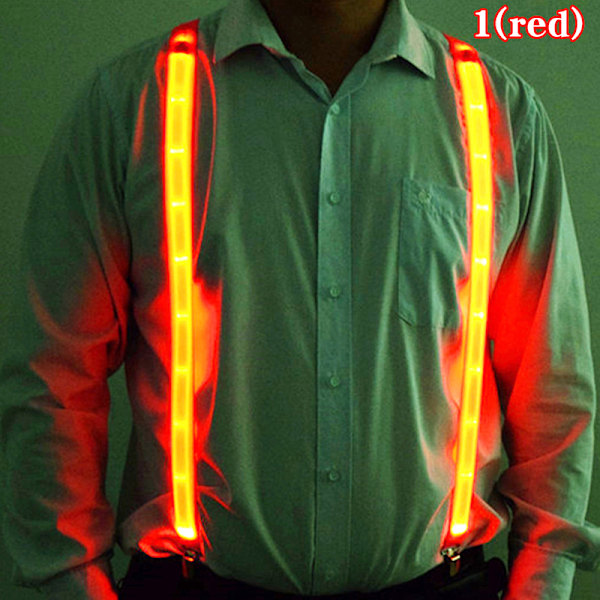Herre LED seler vintage elastisk Y-form justerbar bukse Wi 1(red)
