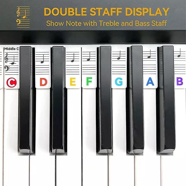 88 tangenter Genanvendelige Silikone Klaver Keyboard Note Labels Klaver Notes Guide Stickers (farve: farverig)