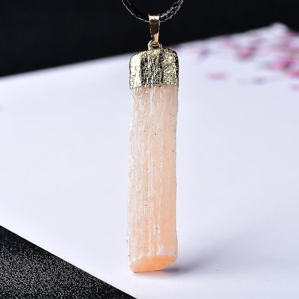 Naturlig Selenit Gips Hänge Halsband Mineral Exemplar Smycken Reiki Healing Kristall Energi Sten DIY Presenter Amulett