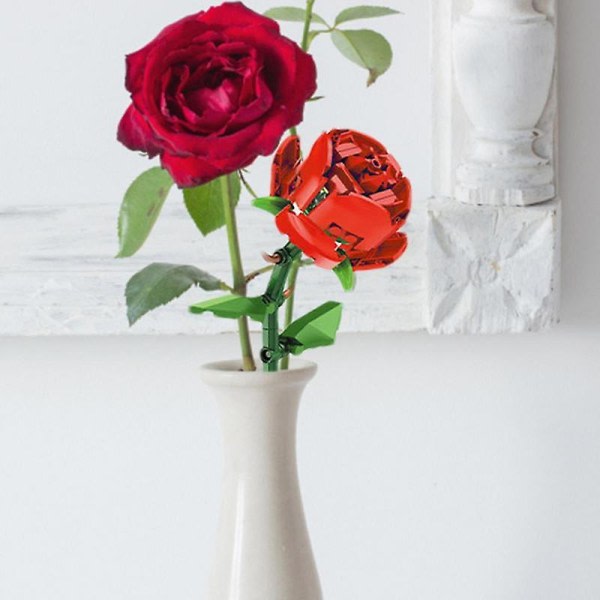 Unikt Mini Rose byggeklosssett Romantisk Valentine Morsdag Kjærlighetsgaver Kreative byggelekesett for hjemmeinnredning Blå