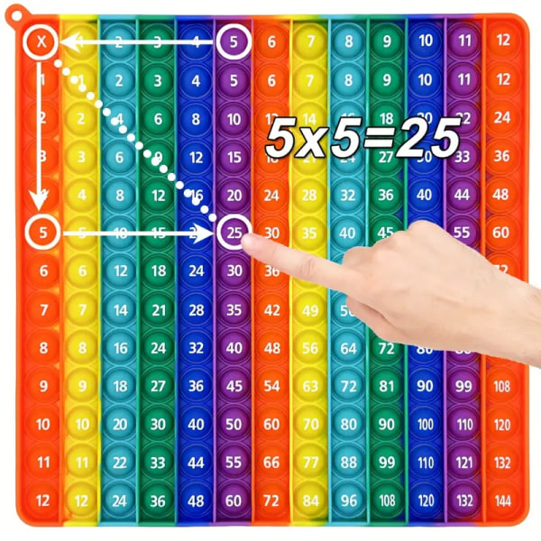 12x12 Multiplikation Push Bubble Fidget-legetøj til børn - Pædagogisk matematik-poplegetøj