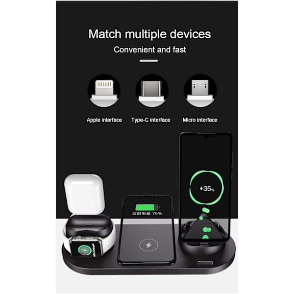 Trådlös laddare - lämplig för Apple mobiltelefon iphone13 dedikerade hörlurar iwatch klocka vertikal laddningsställ