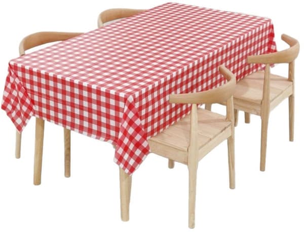 Röd Rutig Duk 137x274 Cm Rektangulär Engångs Plastduk För Picknick Bröllopsfest Födelsedag