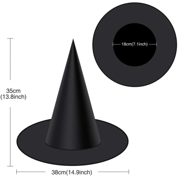10 kpl Halloween Witch Hat Carnival Black Witch Hat Upea mekko Puku Asusteet Aikuiset Lapset