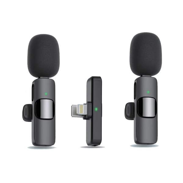 2 i 1 Dobbelt Interface Mikrofon med Støjreduktion Kompatibel med Android Iphone Laptop USB C Optagelse Live Streaming black