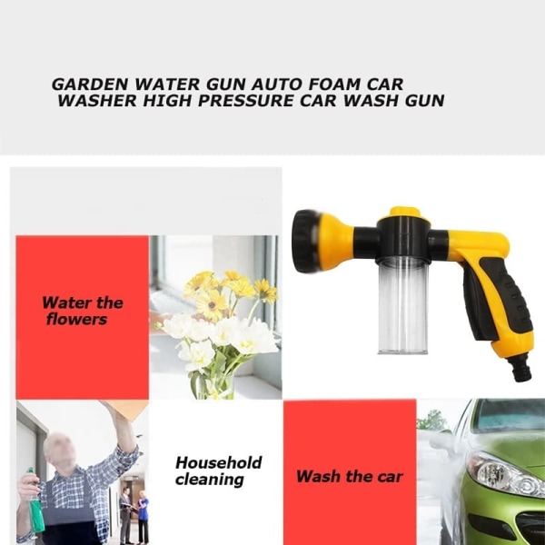 Bærbar autoskum lanse vannpistol høytrykk 3 note bildyse jet bilvaskemaskin rengjøringsmaskin hage rengjøringsverktøy (farge: gul)