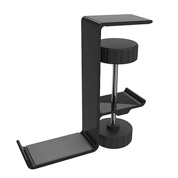 Hodetelefonholder i aluminiumlegering, krok under skrivebordet, hodetelefonstativ Black