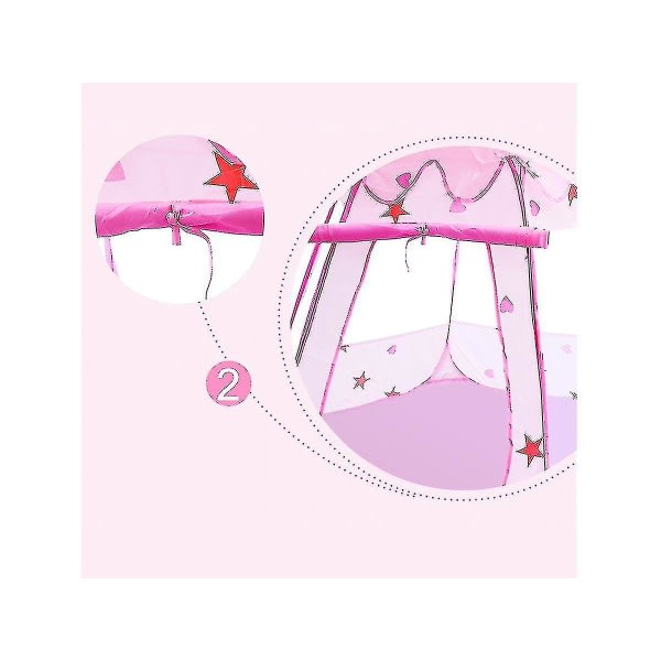 Leketelt for barn, sammenleggbart Hexagon Castle-leketelt for barn innendørs utendørsspill, med oppbevaringspose med glidelås, rosa