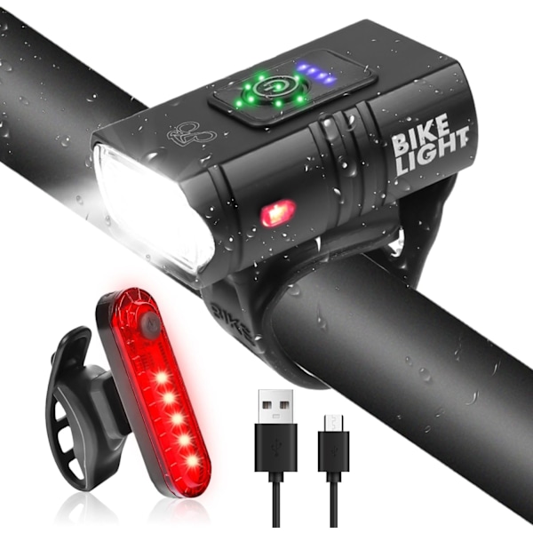 Cykellys fortil og bagtil, super let 6+4 lystilstande Cykellys Vandafvisende cykellys Holdbart cykellys Nemt at installere USB genopladelig set