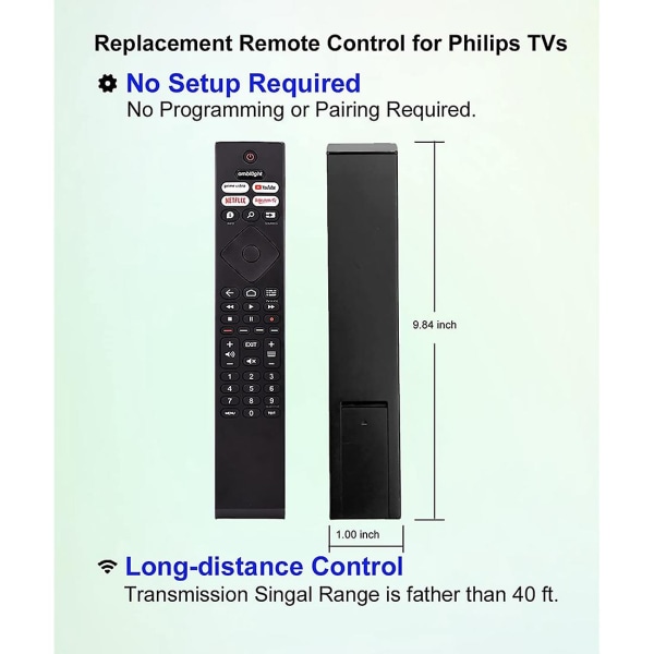 Ersättningsfjärrkontroll för Philips Ambilight 4k Ultra Hdr Oled Android Smart Tv 398gr10bephn0041bc Brc0984501/01