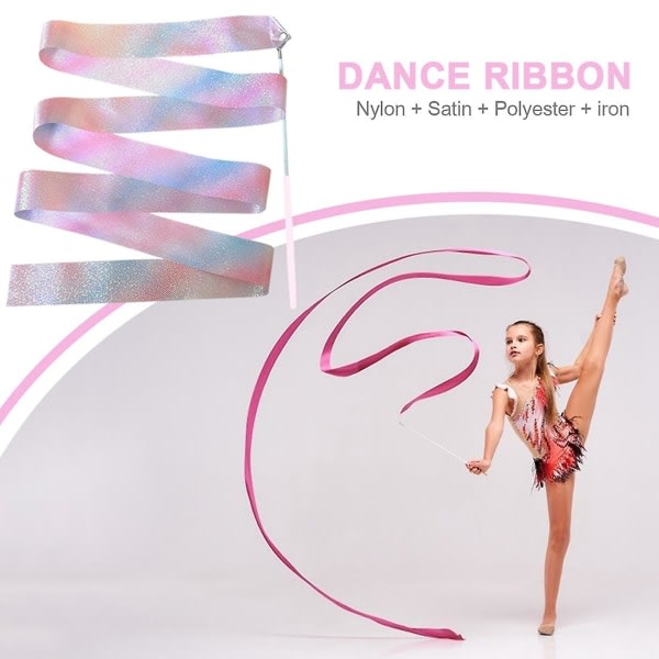 2m Flashing Star Gym Band Danseband Rytmisk kunst Gymnastikk Ballett Streamer Twirling Rod Rainbow Stick