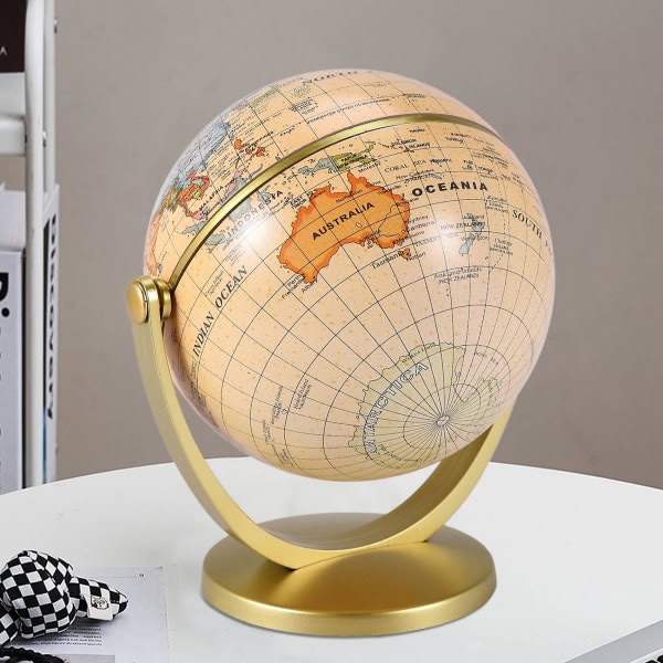Retro Roterende Globe Jord Antik Hjemmekontor Skrivebord Indretning Geografi Uddannelse Læring Kort Skoleartikler