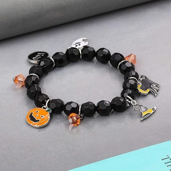 Halloween-armband spöke pumpa switch charm armband gåvor stretch pärlarmband för kvinnor Style A