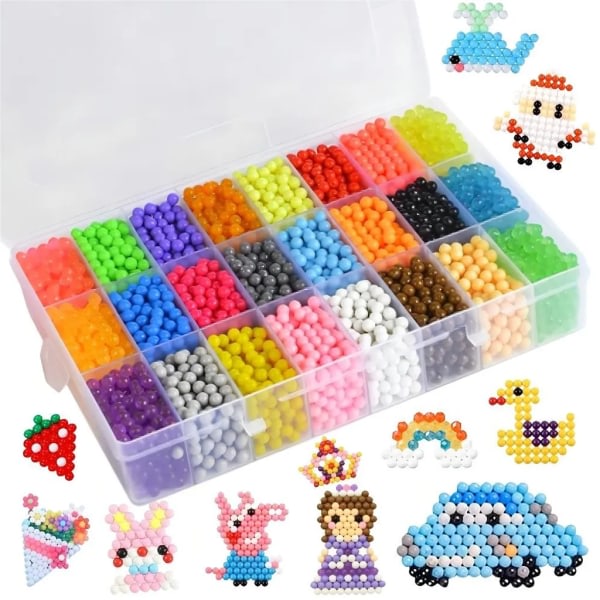 3600X Aquabeads Glitter Craft Kids Craft Kit Glitter Beads Vannperler Komplett tilbehør, inkluderer 24 fargepåfyll