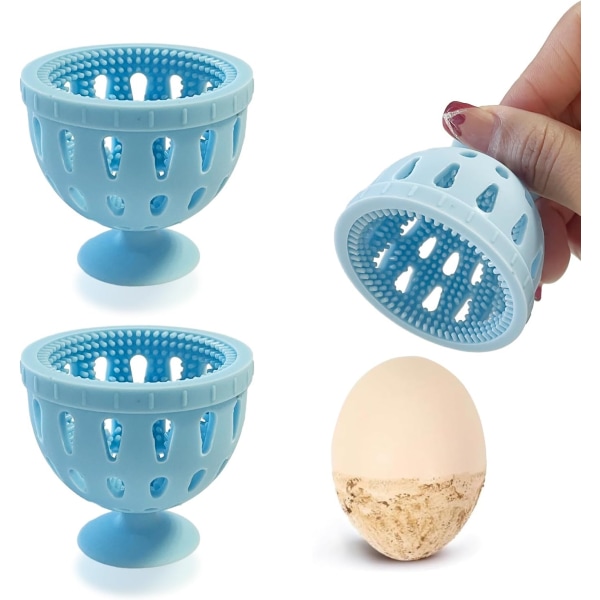 Eggskrubber for ferske egg, pakke med 2 Silikon Egg Spinning Cleaner Brus