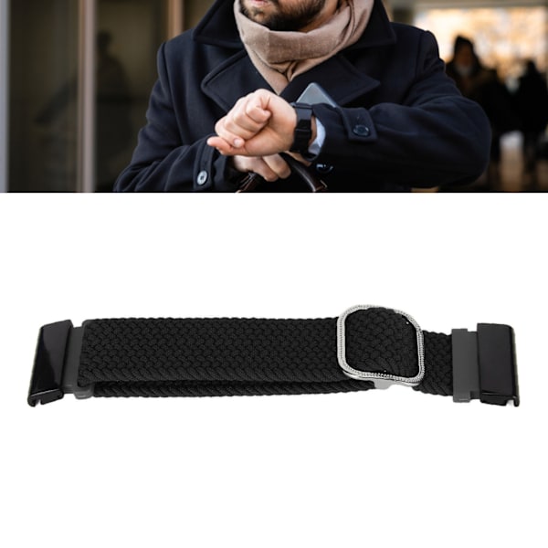 22mm Flätad Klockarmband 26mm Spänne Justerbart Elastiskt Spänne Stängning Flätad Ersättningsband för Fenix 7X Svart