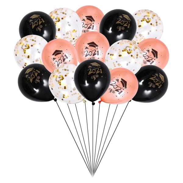 15 stk 2021 konfirmasjonsfestballonger Festballonger dekorative lateksballonger (11x4,5 cm, blandet farge1)