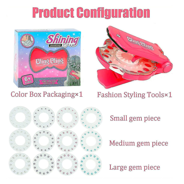 Diamant hår maskin med 180 ädelstenar, hår bedazzler kit, hår glitter strass maskin