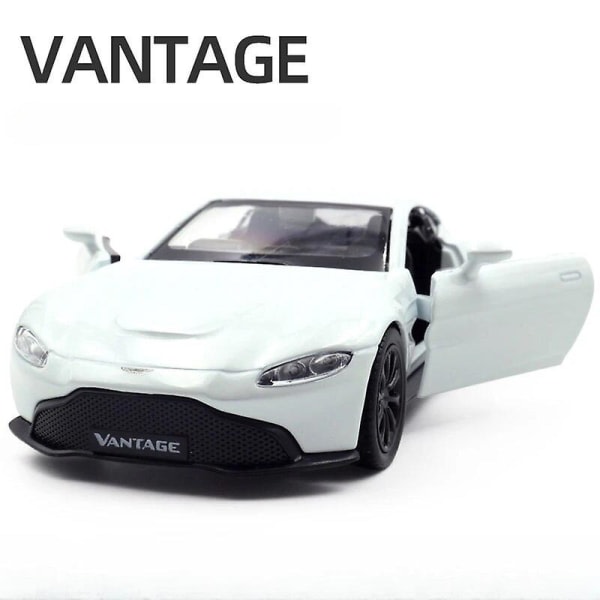 1/36 Scale Aston Martin Vantage leluautomalli metalliseos Diecast Vedä takaisin Staattinen simulaatio Vaakamalli Auto Pojat Lahjalelut Matkamuisto Valkoinen