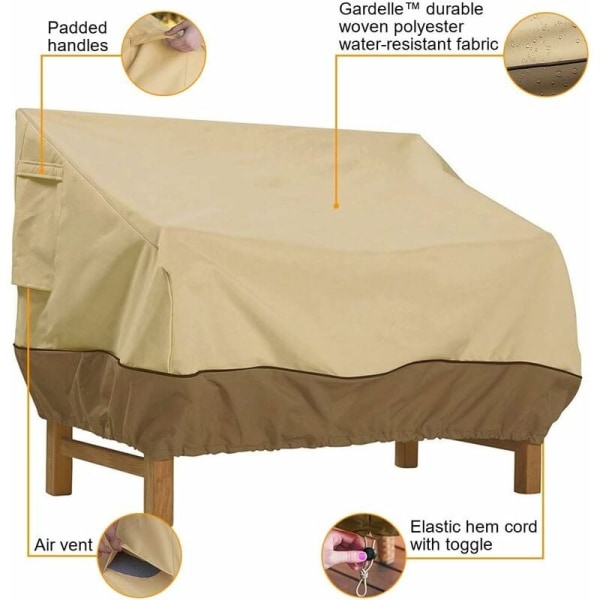 Benktrekk, hagebenktrekk Vanntett Oxford-stoff, utendørs benktrekk Anti UV og vindbeskyttelse for sofa (beige, 193 x 83 x 84 cm)