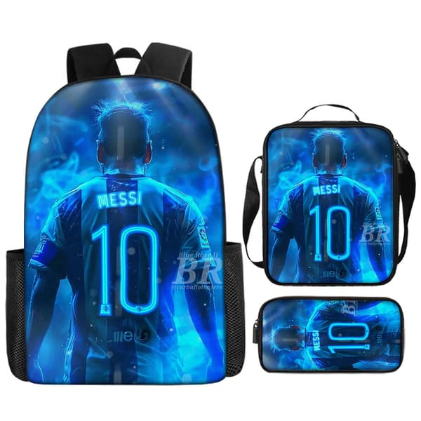 Fodboldstjerne Print 3-delt Rygsæk Sæt, Skole Taske Bundle til Folkeskoleelever 5