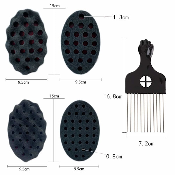 Magic Curl Sponge Twist Sponge Dubbelsidig Hårrulle Svamp Hårsvamp Twist Curl Sponge Magic Hårflätare Spiraler Dreadlock Curl Brush 2 Stycken