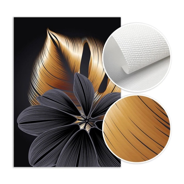 Luksus plakat lerret - veggbilder/gylne svarte blader Rammeløse mønstrede sett på 3 (15*20 cm)