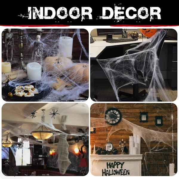 Halloween-hämähäkkipunkit koristeet 20:llä ylimääräisellä keinotekoisella hämähäkillä, supervenyvät hämähäkinseitit Halloween-sisustus- ja ulkokäyttöön
