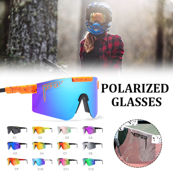 Big Frame Ride Solbriller Farverige Fuld-faced ægte film polariserede solbriller Sikker og cool C12