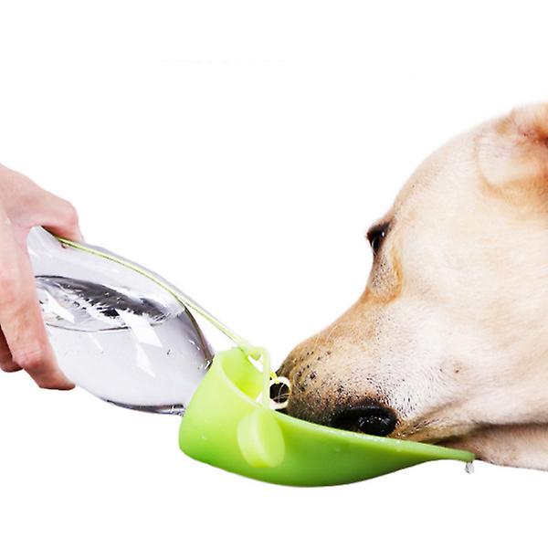 Utomhushund Vattenflaska Bladform Design Resor Drickskål för husdjur Matning Bärbar （grön）