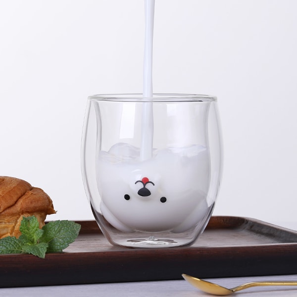 Kaffemugg Dubbelväggisolerad glasögonkopp Söt djur Te Mjölkkoppar Originalpresent till jul Thanksgiving Vänner (Katt)