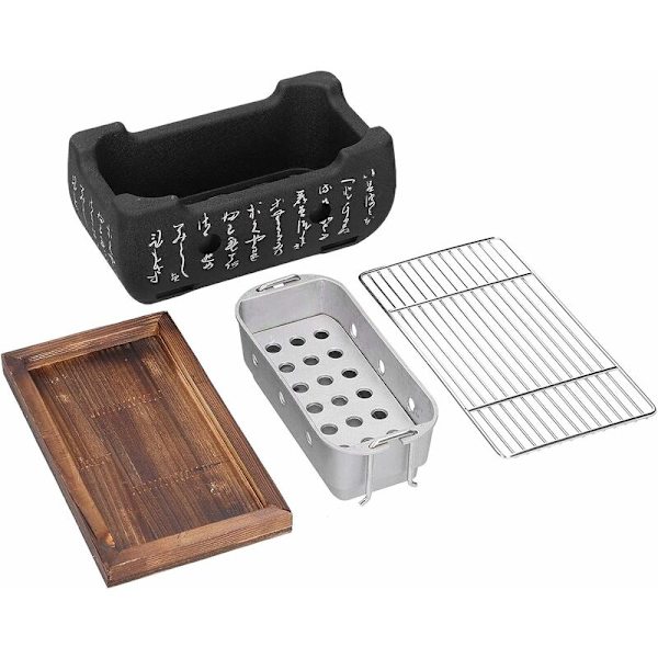 Japansk kolgrill, bärbar bordsgrill med basplatta