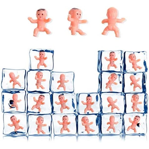 60 stykker 1 tommer mini plastik babyer til baby shower spil Ice Cube festdekorationer og bordspredning