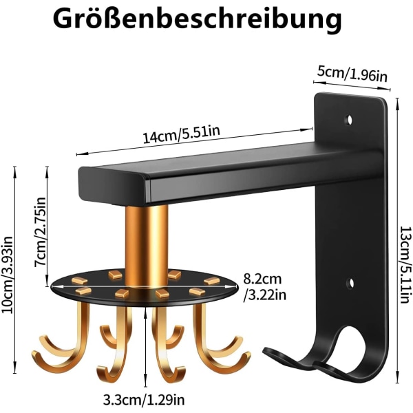 Kitchen hook rail, 360° rotatable, kitchen rail, with 8 hooks